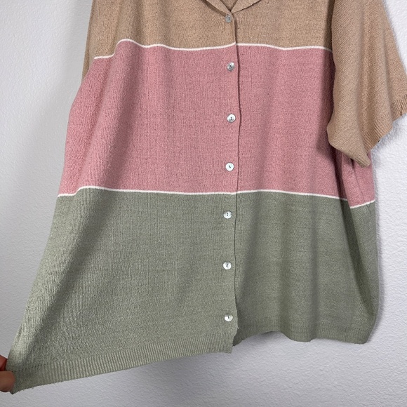 Brownstone Studio women plus size 2X short sleeve knit top 100% silk tan pink - Picture 5 of 12